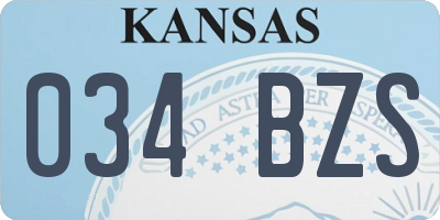 KS license plate 034BZS