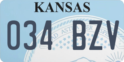 KS license plate 034BZV