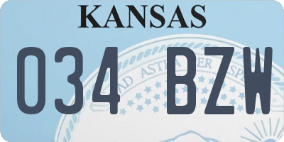 KS license plate 034BZW