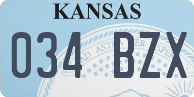 KS license plate 034BZX