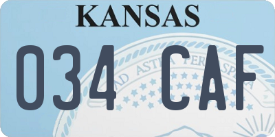 KS license plate 034CAF