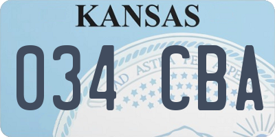 KS license plate 034CBA