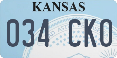 KS license plate 034CKO