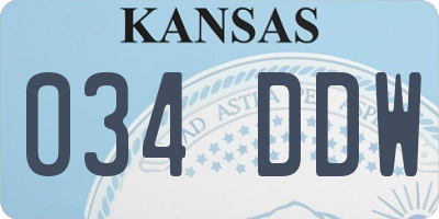 KS license plate 034DDW