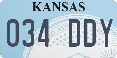 KS license plate 034DDY