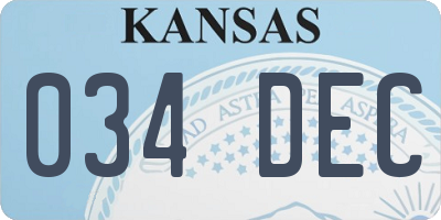 KS license plate 034DEC