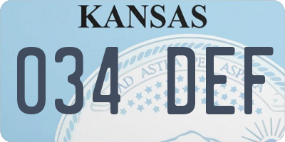 KS license plate 034DEF