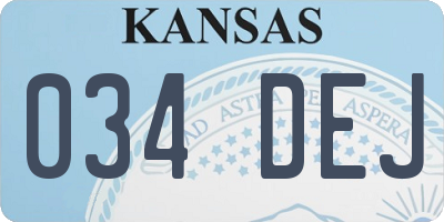 KS license plate 034DEJ
