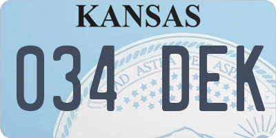 KS license plate 034DEK