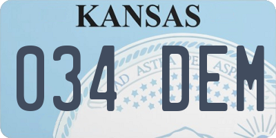 KS license plate 034DEM