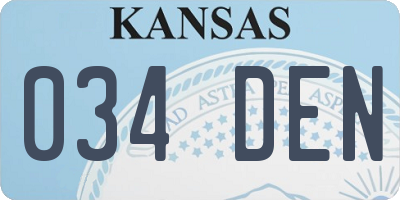 KS license plate 034DEN