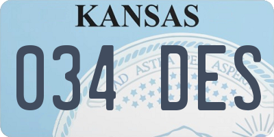 KS license plate 034DES