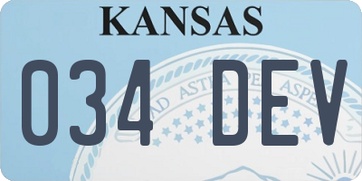 KS license plate 034DEV