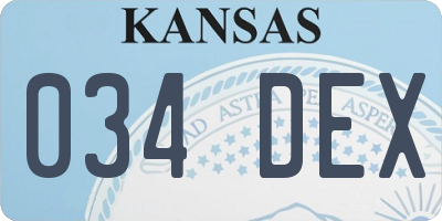 KS license plate 034DEX