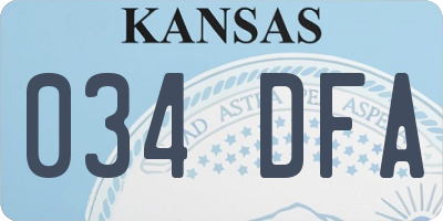 KS license plate 034DFA