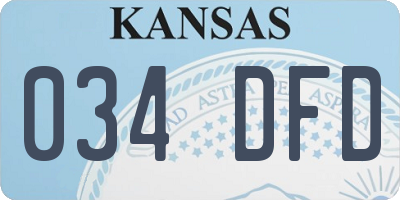 KS license plate 034DFD