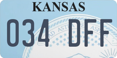 KS license plate 034DFF