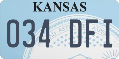 KS license plate 034DFI
