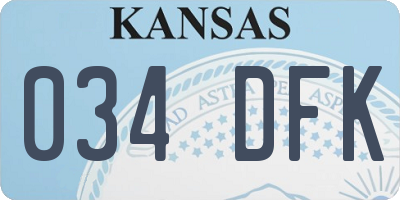 KS license plate 034DFK