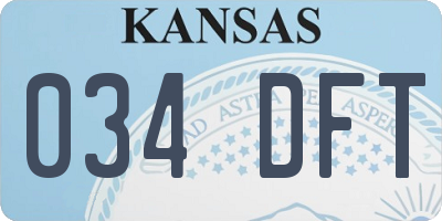 KS license plate 034DFT