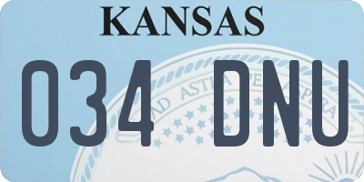 KS license plate 034DNU