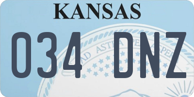 KS license plate 034DNZ