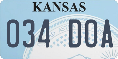 KS license plate 034DOA
