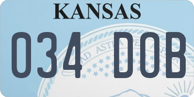 KS license plate 034DOB