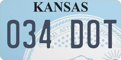 KS license plate 034DOT