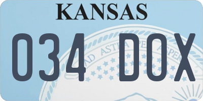 KS license plate 034DOX