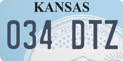 KS license plate 034DTZ