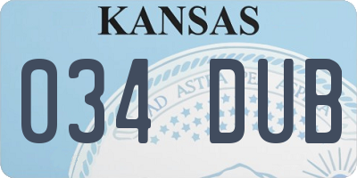 KS license plate 034DUB