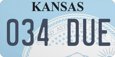 KS license plate 034DUE