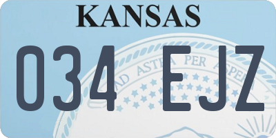 KS license plate 034EJZ