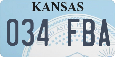 KS license plate 034FBA