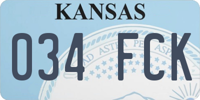 KS license plate 034FCK