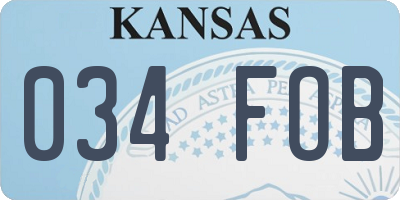 KS license plate 034FOB