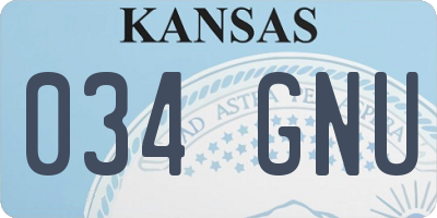 KS license plate 034GNU