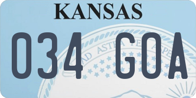 KS license plate 034GOA