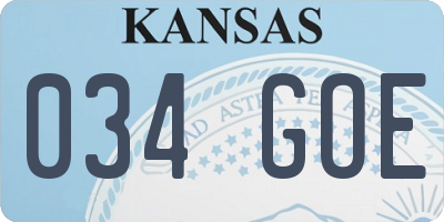 KS license plate 034GOE