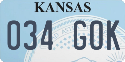 KS license plate 034GOK