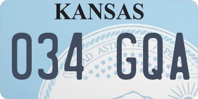 KS license plate 034GQA