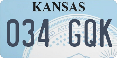 KS license plate 034GQK