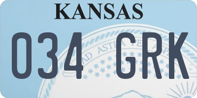 KS license plate 034GRK