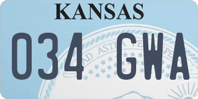 KS license plate 034GWA