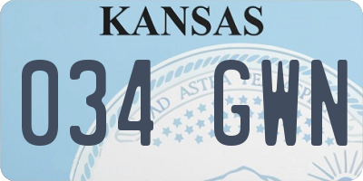 KS license plate 034GWN