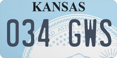 KS license plate 034GWS