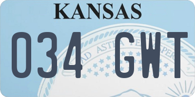 KS license plate 034GWT