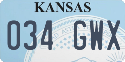 KS license plate 034GWX