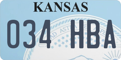 KS license plate 034HBA
